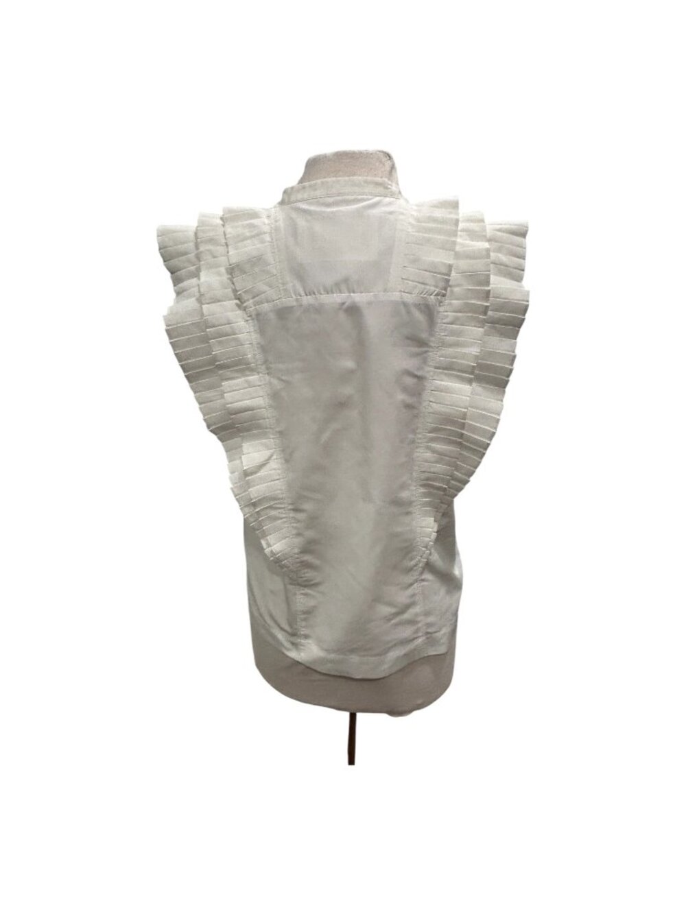 Maeve by Anthropologie White Pleated Ruffle Sleeveless Blouse Top Medium Romanti - Picture 4 of 9